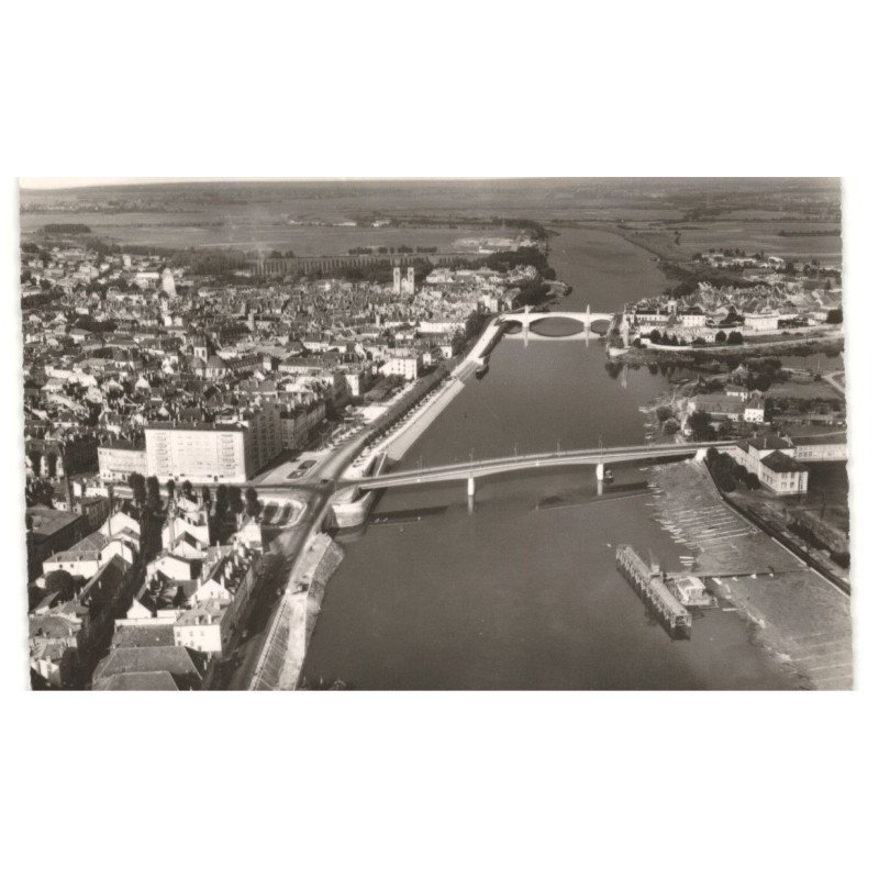 CHALON-sur-SAONE: les ponts sur la saône vue aérienne 10X15 - très bon état
