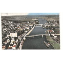 CHALON-sur-SAONE: les ponts sur la saône vue aérienne 10X15 - très bon état (timbre arraché)