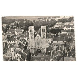 CHALON-sur-SAONE: la cathédrale saint-vincent aérienne 10X15 - très bon état