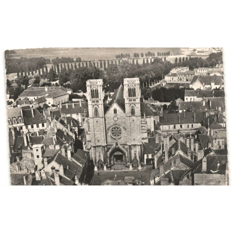 CHALON-sur-SAONE: la cathédrale saint-vincent aérienne 10X15 - très bon état