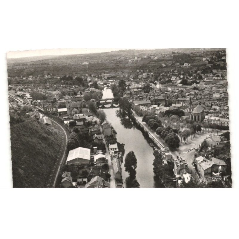 VILLEFRANCHE-de-ROUERGUE: vue sur l'aveyron vue aérienne 10X15 - très bon état