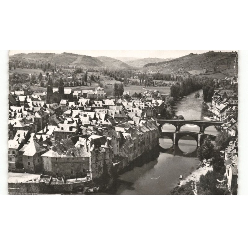ESPALION: le vieux pont XIIIe siècle vue aérienne 10X15 - très bon état