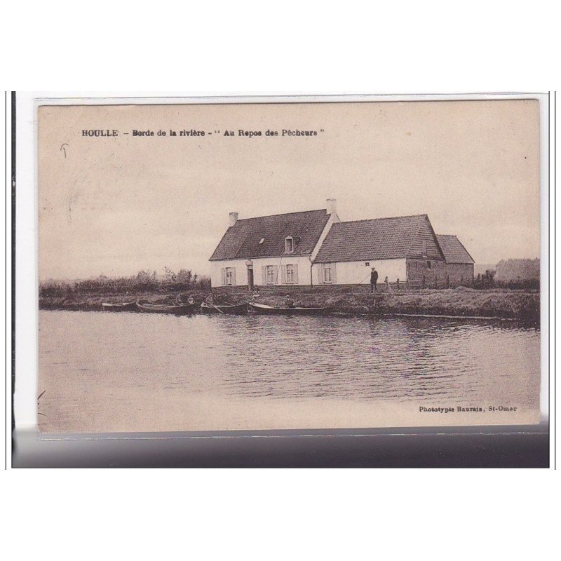 HOULLE : bords de la riviere, au repos des pecheurs - etat