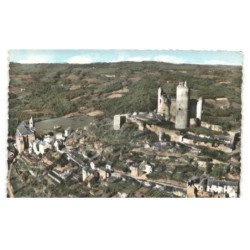 NAJAC: le château et l'église vue aérienne 10x15 - très bon état