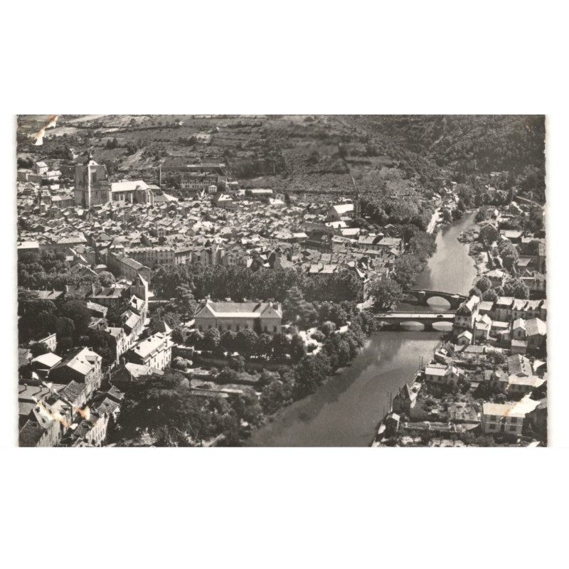 VILLEFRANCHE-de-ROUERGUE: bords de l'aveyron vue aérienne 10x15 - très bon état