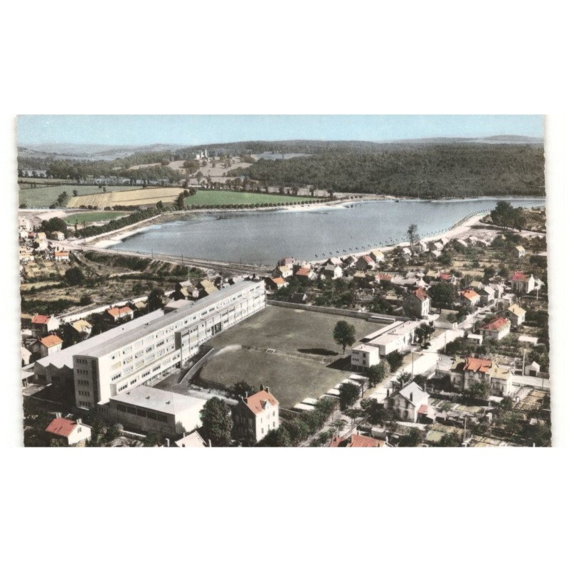 MONTCEAU-les-MINES: collège et étang du plessis vue aérienne 10X15 - très bon état