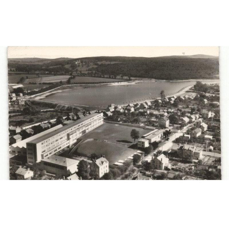 MONTCEAU-les-MINES: collèçge et étang du plessis vue aérienne 10X15 - très bon état