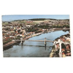 TOURNUS: la ville, le pont, saône, vue aérienne 10X15 - très bon état