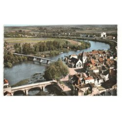 VERDUN-sur-le-DOUBS: la place et le pont saint-jean vue aérienne 10X15 - très bon état