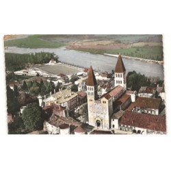 TOURNUS: vue sur l'abbatiale saint-philibert vue aérienne 10X15 - très bon état