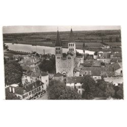 TOURNUS: sur l'abbaye, l'église saint-philibert le saône vue aérienne 10X15 - très bon état