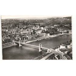 TOURNUS: pont suspendu et les quais de la saône vue aérienne 10X15 - très bon état
