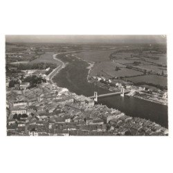TOURNUS: la saône et le nouveau pont suspendu vue aérienne 10X15 - très bon état