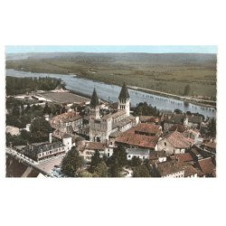 TOURNUS: l'abbatiale saint-philibert vue aérienne 10X15 - très bon état