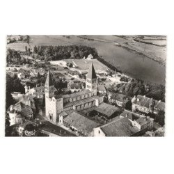 TOURNUS: l'église saint-philibert, la saône, vue aérienne 10X15 - très bon état
