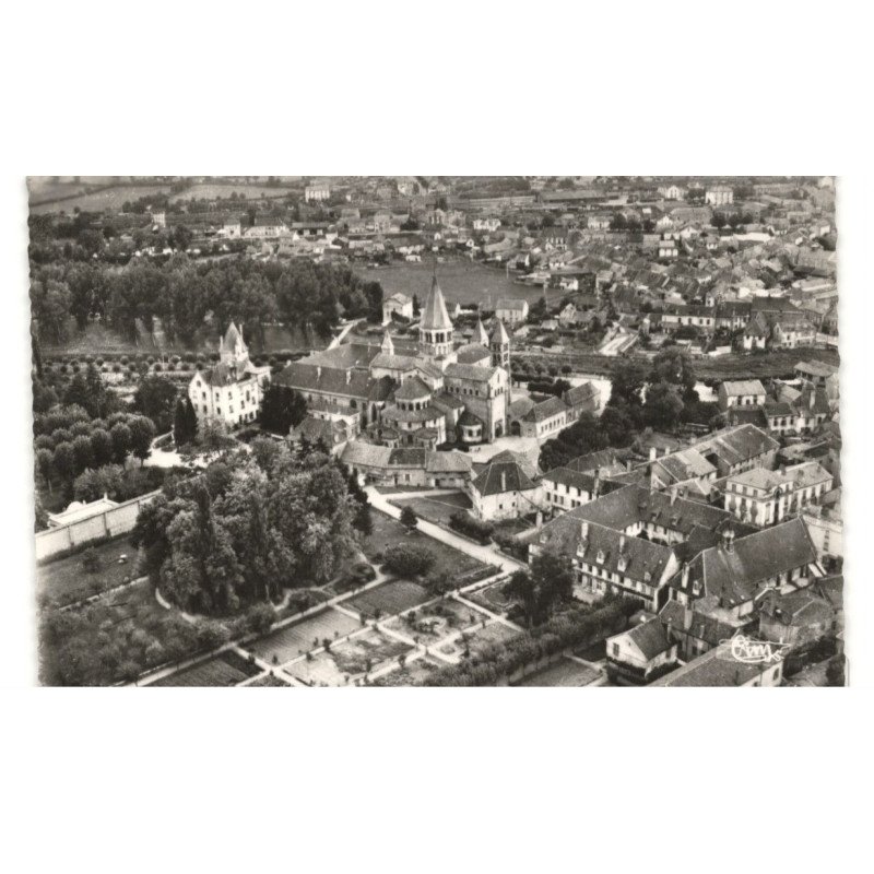 PARAY-le-MONIAL: vue générale sur basilique et jardins du couvent de la visitation vue aérienne 10X15 - très bon état