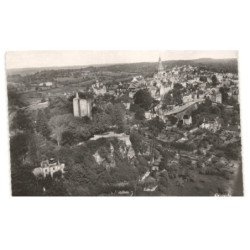 DOMFRONT: le château et la tour de presle vue aérienne 10x15 - très bon état