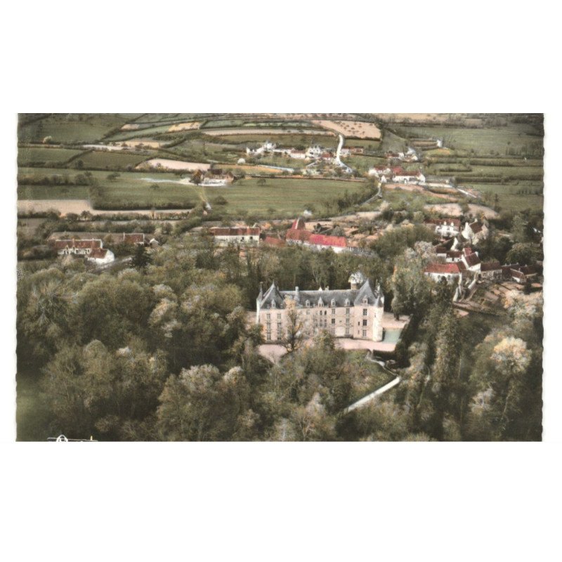 CONDE-sur-HUISNE: château de villeray et le bourg saint-germain-des-grois vue aérienne 10x15 - très bon état