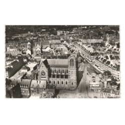 FLERS: église saint-germain et rue du 6 juin vue aérienne 10x15 - très bon état