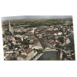 CASTELNAUDARY: vue générale grand et petit bassin collègiale saint-michel vue aérienne 10X15 - très bon état