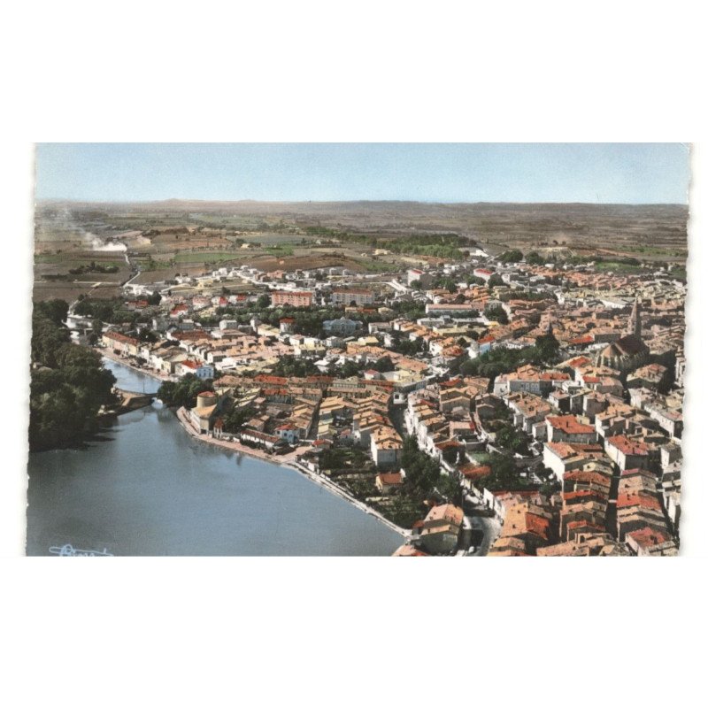 CASTELNAUDARY: vue panoramique, le grand bassin, quartier de la cibelle vue aérienne 10X15 - très bon état