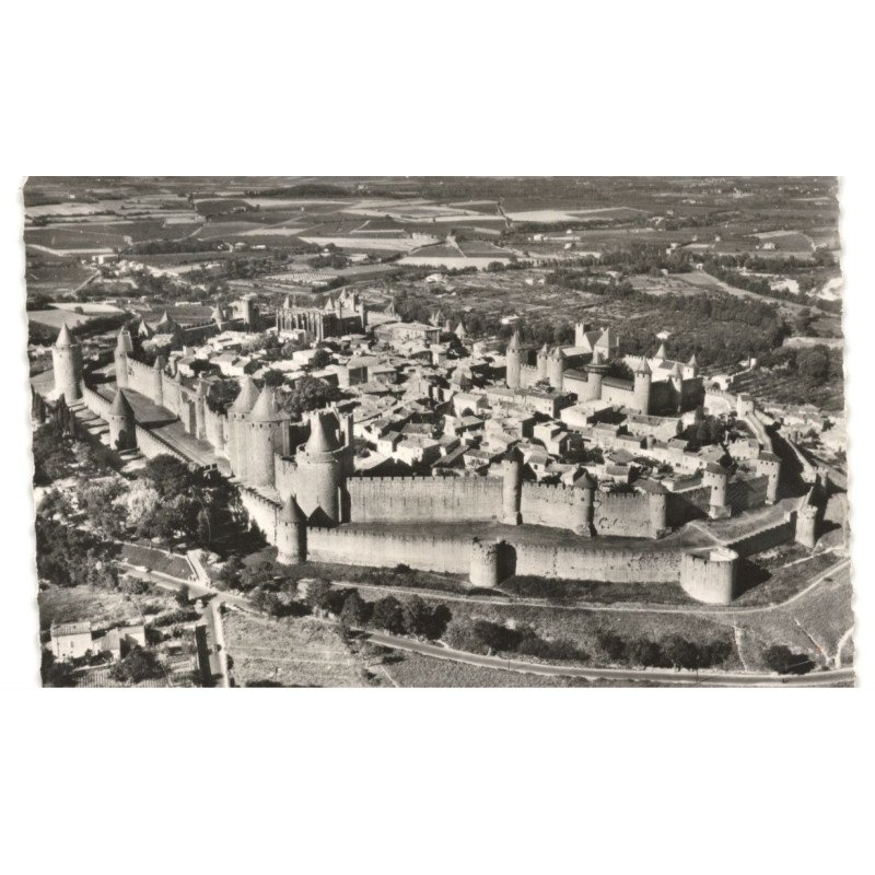 CARCASSONNE: la cité vue aérienne 10x15 - très bon état