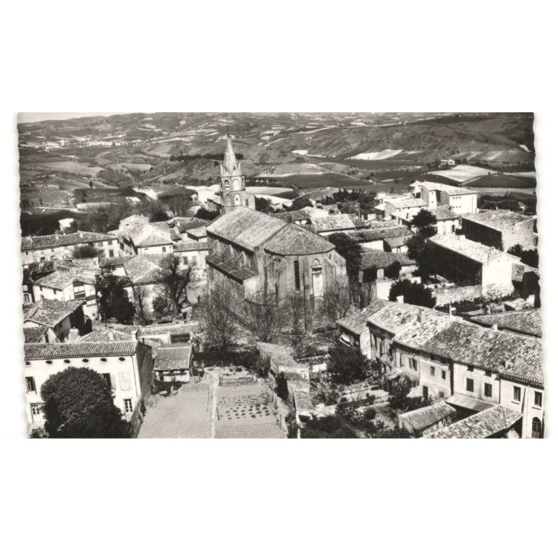 FANGEAUX: l'église XIVe côté abside vue aérienne 10x15 - très bon état