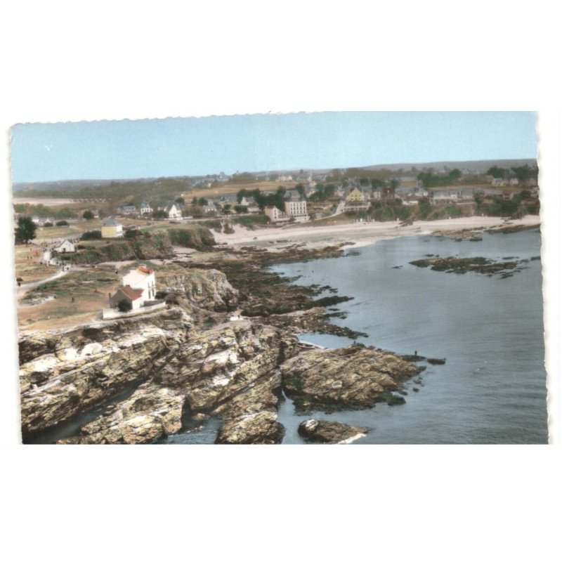LE POULDU: la côte, les rochers, la plage à marée basse vue aérienne 10x15 - très bon état