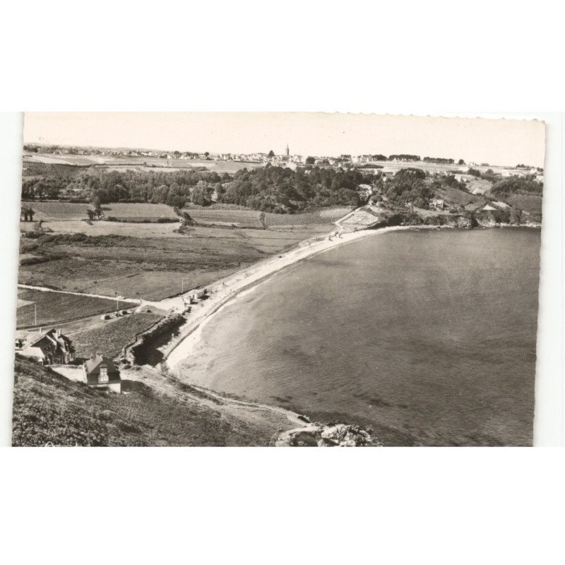 PLOUGASNOU: la plage de la pointe de saint-jean-du-doigt vue aérienne 10x15 - très bon état