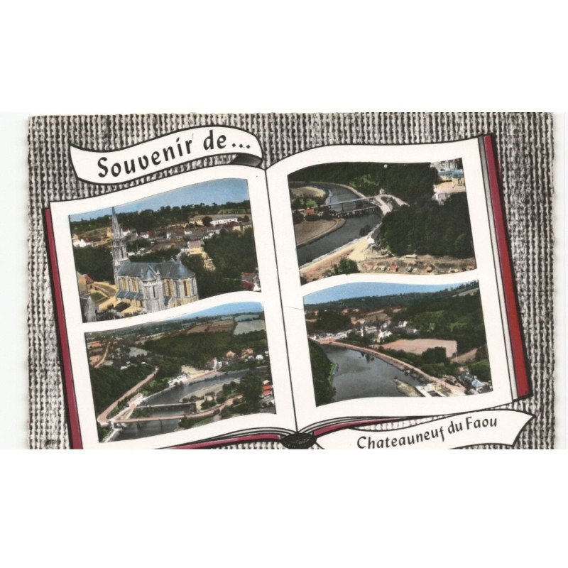 CHATEAUNEUF du FAOU: souvenir de... vue aérienne 10x15 - très bon état