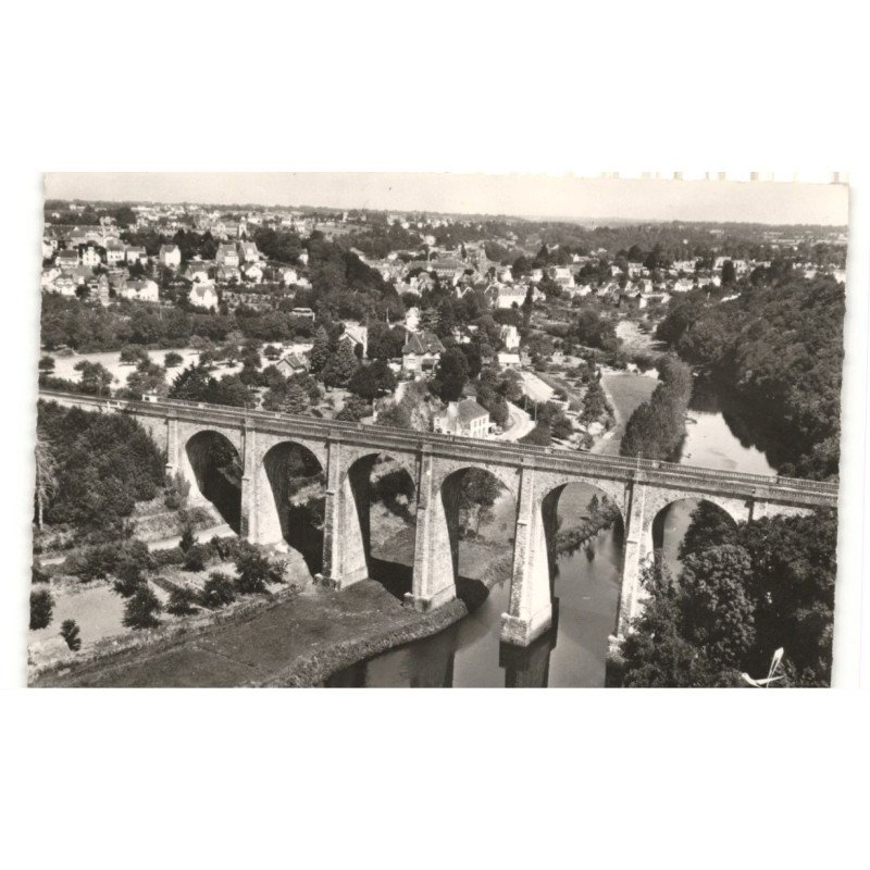 QUIMPERLE: le viaduc sur la laïta la plage vue aérienne 10x15 - très bon état