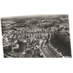 MORLAIX: le bassin et place cernie vue aérienne 10x15 - très bon état timbre arraché