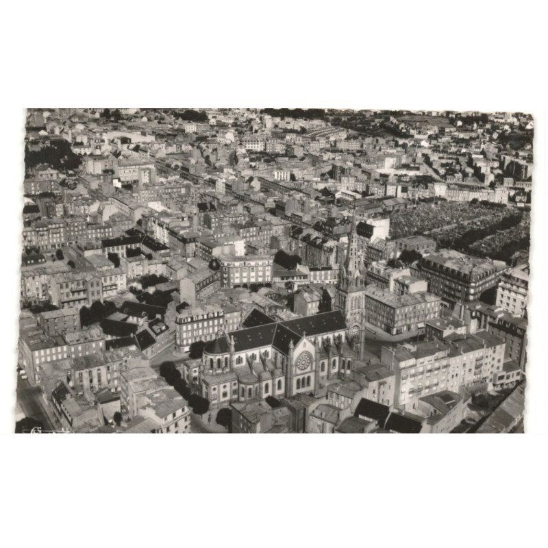 BREST: église saint-martin et rue Jean Jaurès vue aérienne 10x15 - très bon état