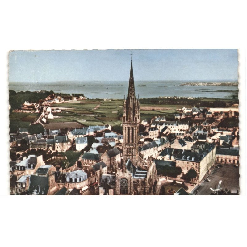 SAINT-POL-de-LEON: chapelle notre-dame du kreisker magnifique clocher vue aérienne 10x15 - très bon état