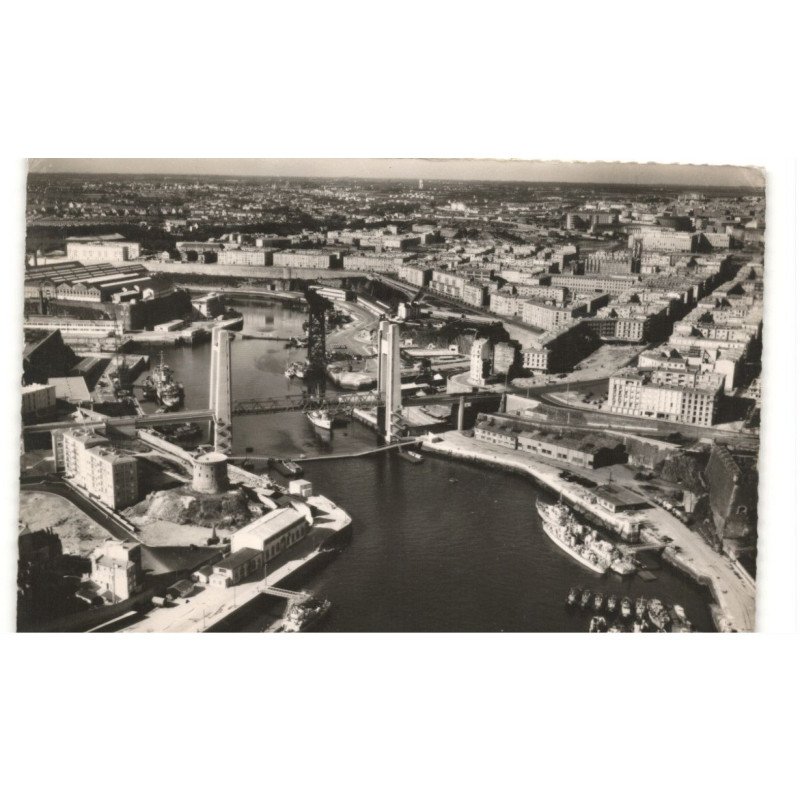 BREST: le pont national et la rue de siam vue aérienne 10x15 - très bon état