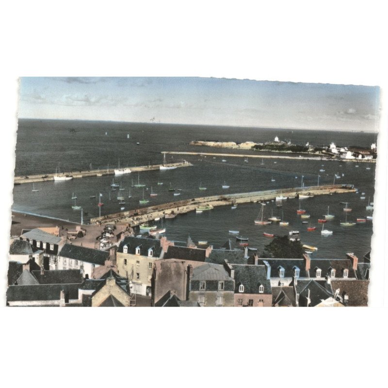 ROSCOFF: port et chapelle sainte-barbe vue aérienne 10x15 - très bon état