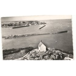 ROSCOFF: chapelle sainte-barbe et vue panoramique du port vue aérienne 10x15 - très bon état