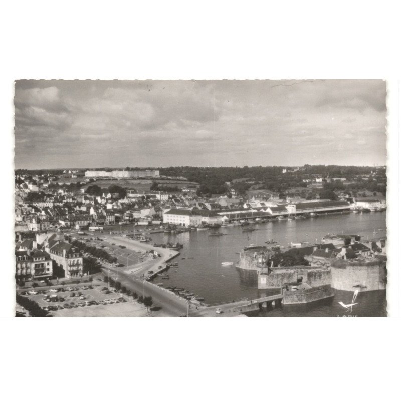 CONCARNEAU: le port vue aérienne 10x15 - très bon état