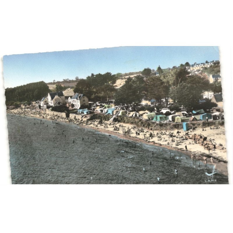 CONCARNEAU: camping des falaises en bordure de la plage des grands sables blancs vue aérienne 10x15 - très bon état