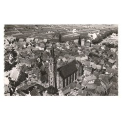 DAMBACH-la-VILLE: la ville et l'église saint-etienne vue aérienne 10X15 - très bon état