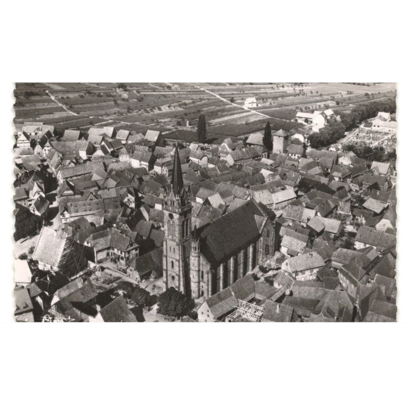 DAMBACH-la-VILLE: la ville et l'église saint-etienne vue aérienne 10X15 - très bon état