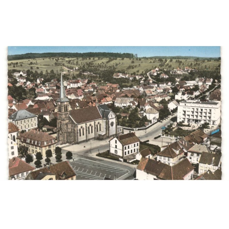 NIEDERBRONN-les-BAINS: centre ville vue aérienne 10X15 - très bon état