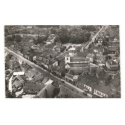 POUGUES-les-EAUX: l'église et la route bleure nationale 7 vue aérienne 10x15 - très bon état