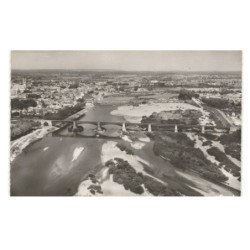 NEVERS: le pont du chemin de fer et le pont de loire vue aérienne 10x15 - très bon état