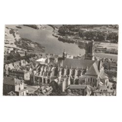 NEVERS: cathédrale et panorama sur la loire vue aérienne 10x15 - très bon état