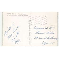 NEVERS: la cathédrale et vallée de la loire vue aérienne 10x15 - très bon état (timbre arraché)