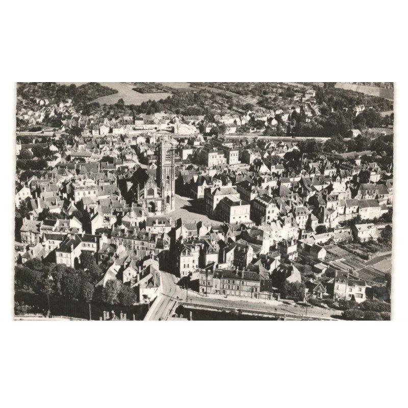 CLAMECY: centre de la ville et le quartier du beuvron vue aérienne 10x15 - très bon état
