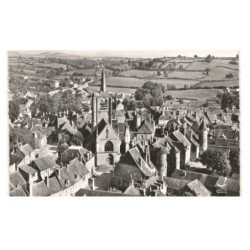MOULINS-ENGILBERT: l'église saint-jean baptiste, monument historique XIIe siècle vue aérienne 10x15 - très bon état