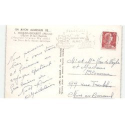 MOULINS-ENGILBERT: l'église saint-jean baptiste, monument historique XIIe siècle vue aérienne 10x15 - très bon état