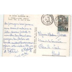 COSNE-sur-LOIRE: centre ville, au fond la loire vue aérienne 10x15 - etat